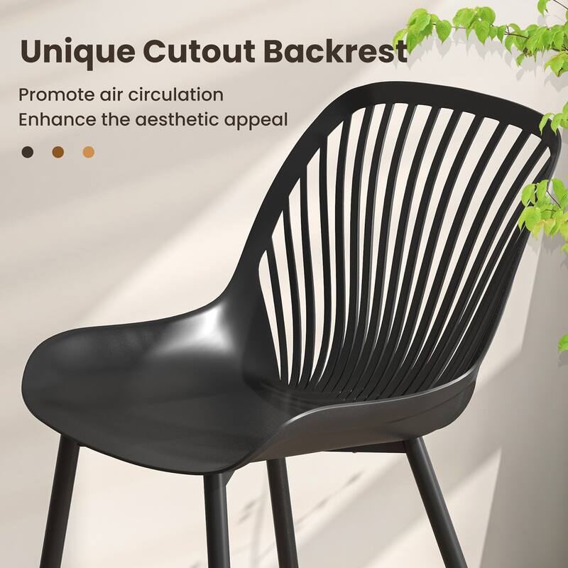 Gymax Plastic Dining Chair Set of 4 w/ Metal Legs Cutout Backrest
