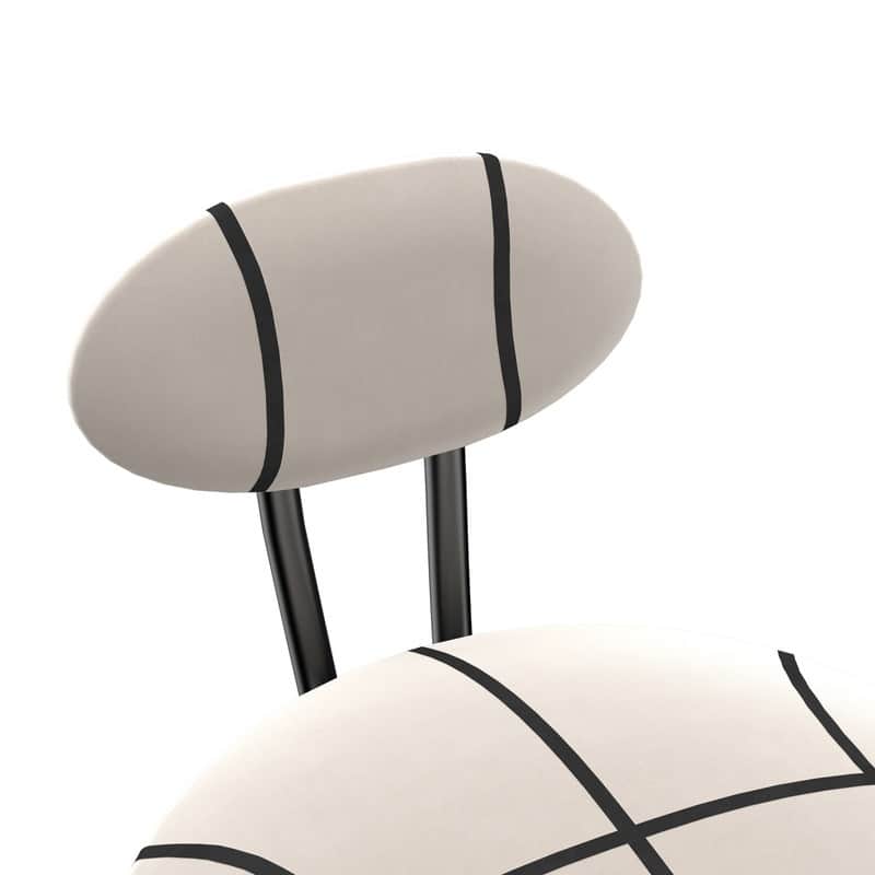 Round Bar Stools S-shaped Stripe Kitchen Stool Set of 2 Modern Velvet Upholstered Counter Chair for Dining Room