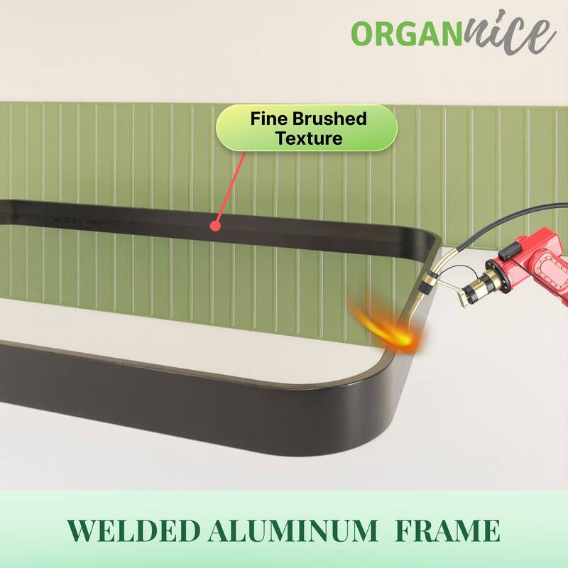 Organnice Rectangular Aluminum Frame Vanity Bathroom Mirror with Clear Glass
