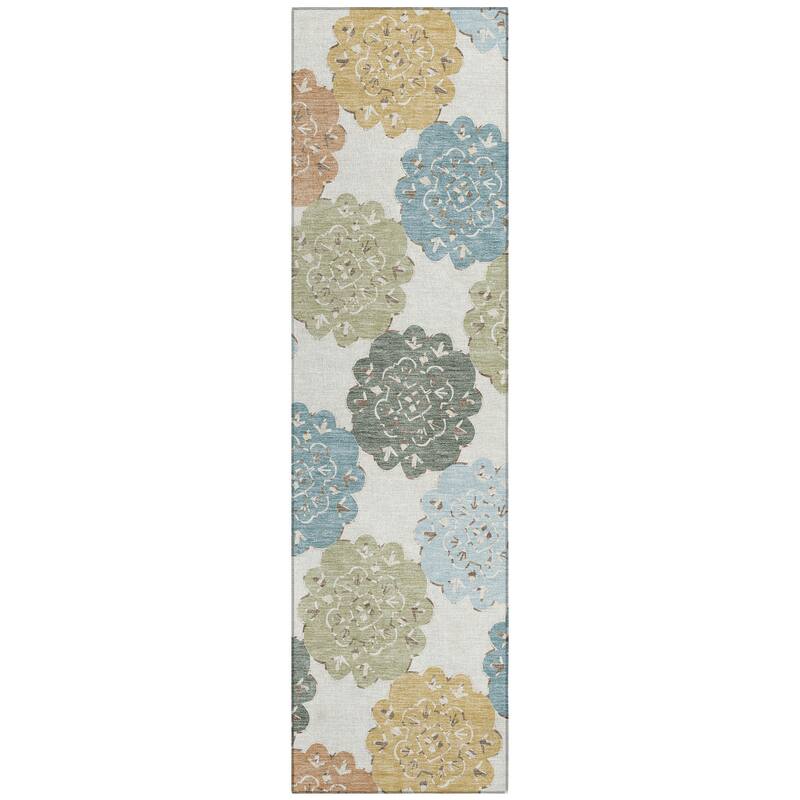 Machine Washable Indoor/ Outdoor Global Motif Chantille Rug