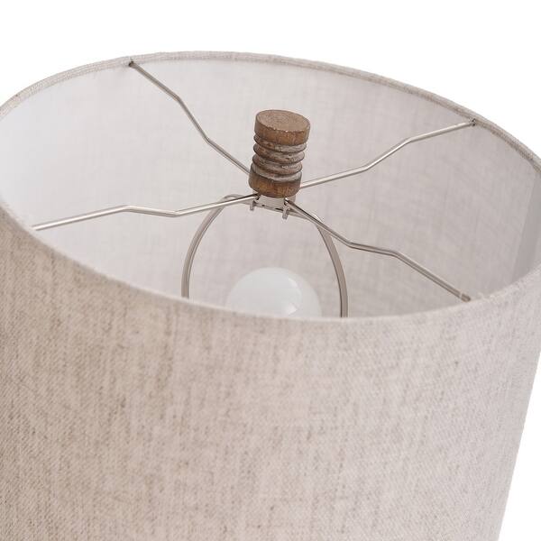 StyleCraft Roanoke Ribbed Wood Round Moulded Table Lamp Bed Bath