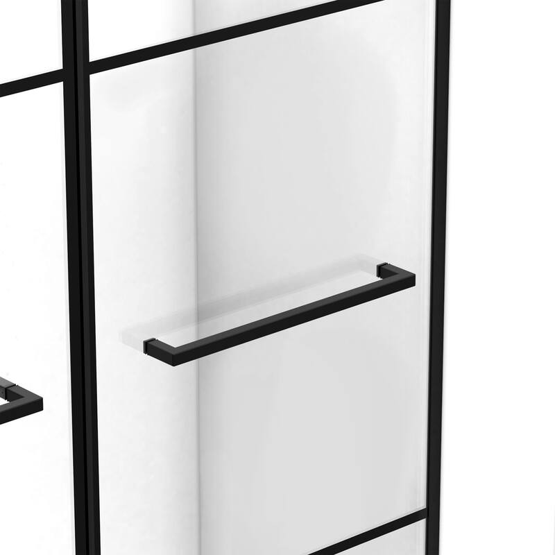 Unidoor Madrid 58-58 1/2 in. x 72 in. Hinged Shower Door in Satin Black