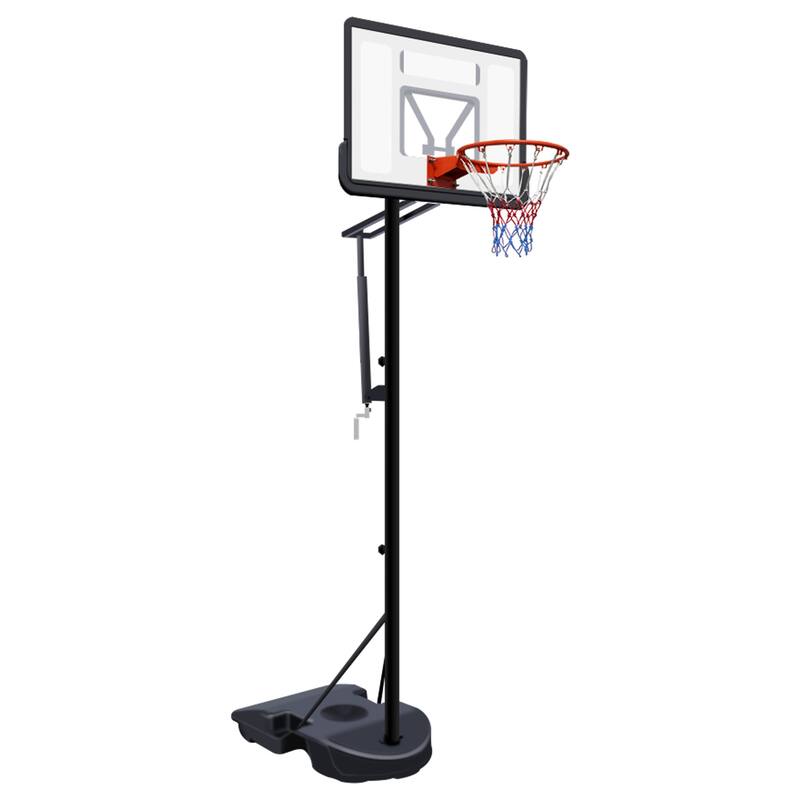 Portable Basketball Hoop,Adjustable Height 6.89ft to 10.01ft,34 inch Backboard with Rebound System,with Water/Sand Base & Wheels - Black