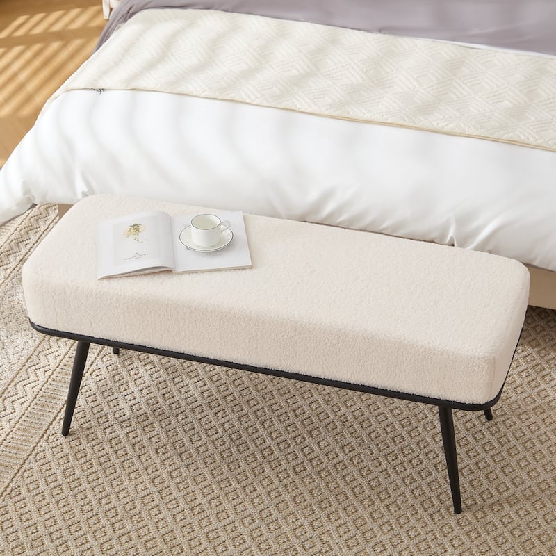 Fabric Upholstered Entryway Storage Bench, Bedroom Bench - 43.3"L x 16.54"W x 18.9"H