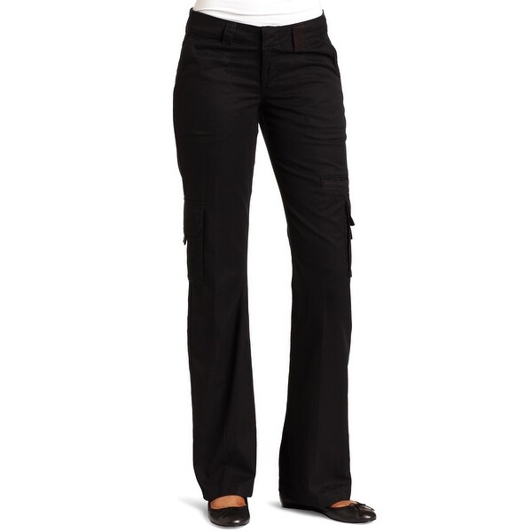 womens black straight leg cargo pants