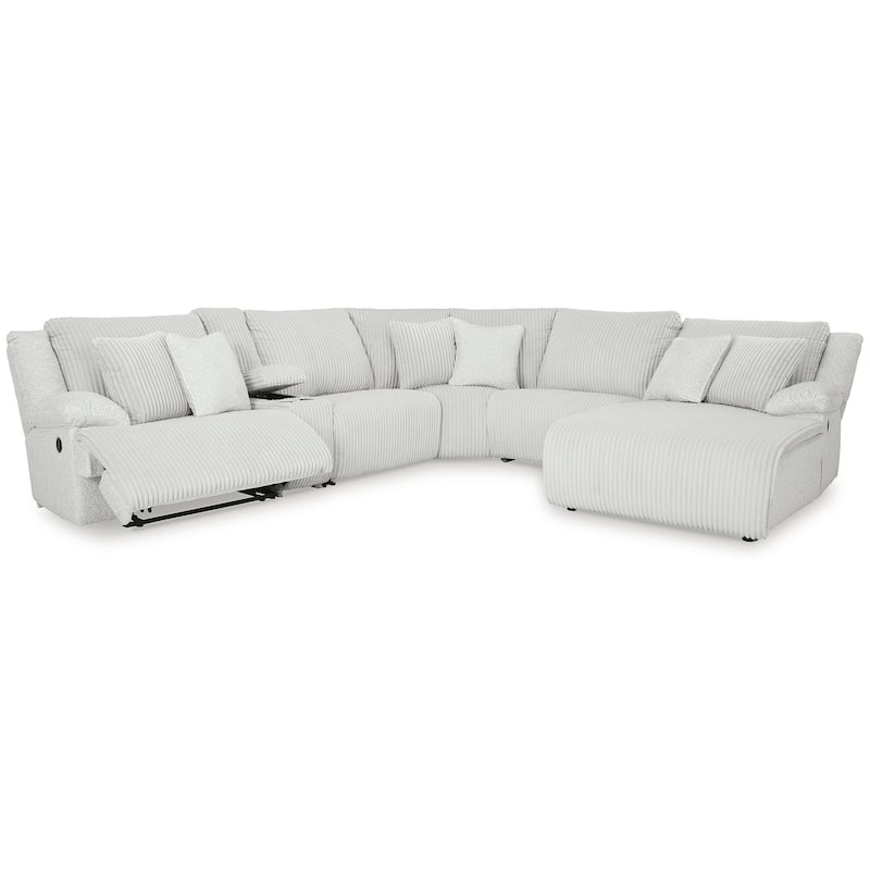 Signature Design by Ashley Top Tier Light Gray 6-Piece Reclining Sectional with Chaise - 149.5"W x 132.5"D x 40"H