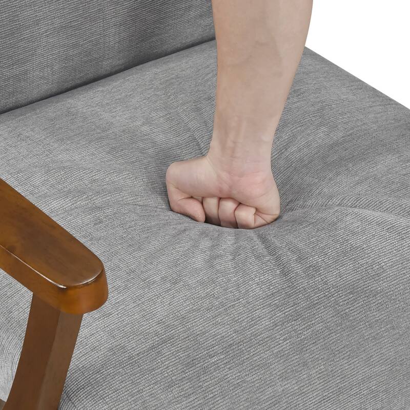 Sutton 27.5" Chenille Accent Chair - Chestnut Finish Solid Wood Frame