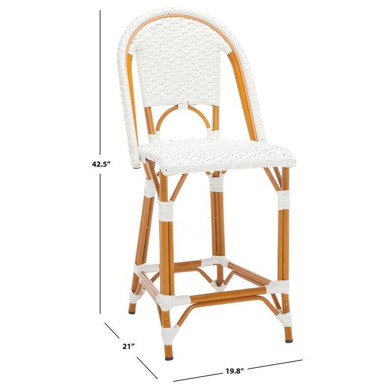 SAFAVIEH Leonica Outdoor Bistro 25-inch Seat Height Counter Stool (Fully Assembled) - 20"W x 21"D x 43"H