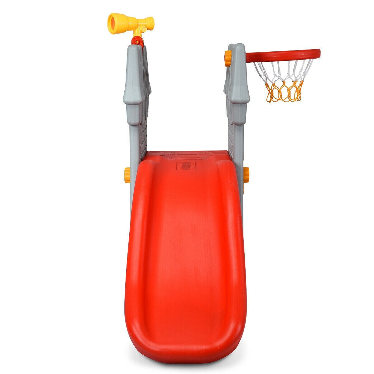 Shop Gymax 2 Step Children Castle Slide Basketball Hoop And Telescope Toy Indoor Outdoor Gray Red Yellow Overstock 28242299