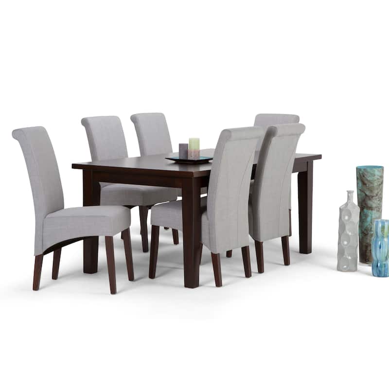 WYNDENHALL Franklin Transitional 7 Pc Dining Set with 6 Upholstered Dining Chairs and 66 inch Wide Table - Dove Grey