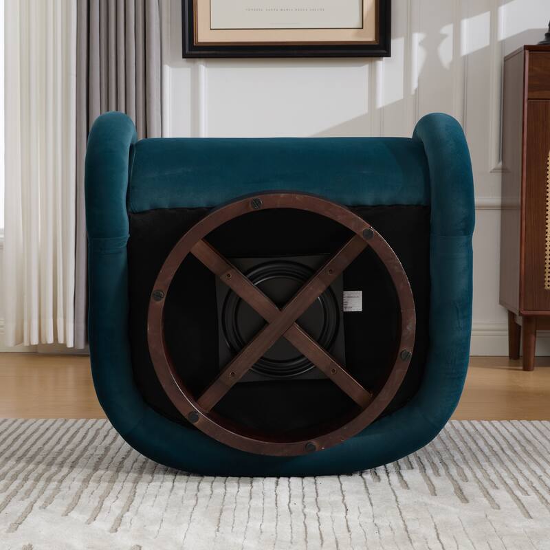 360-degree Swivel Barrel Chair with Velvet Fabric Upholstery, Comfy Pumpkin-Shaped Swivel Chair for Living Room, Bedroom