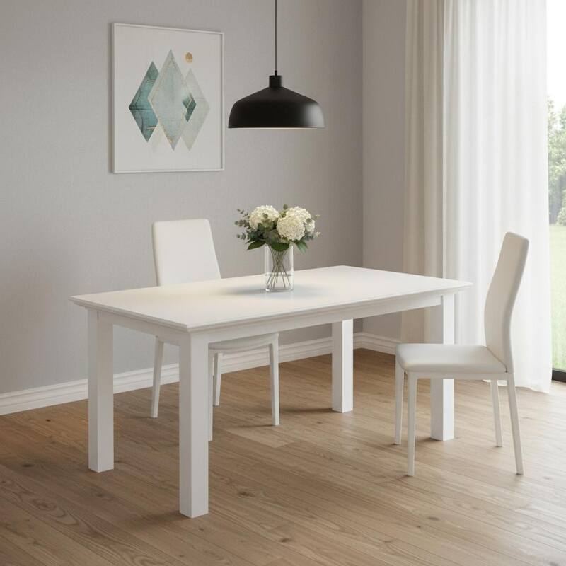 HomeRoots 79" White Solid Wood Dining Table - 78.74 in. x 29.92 in. x 39.37 in. - White - 78.74 in. x 29.92 in.  x 39.37 in.