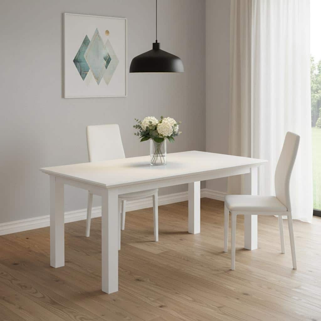 HomeRoots 79" White Solid Wood Dining Table - 78.74 in. x 29.92 in. x 39.37 in.
