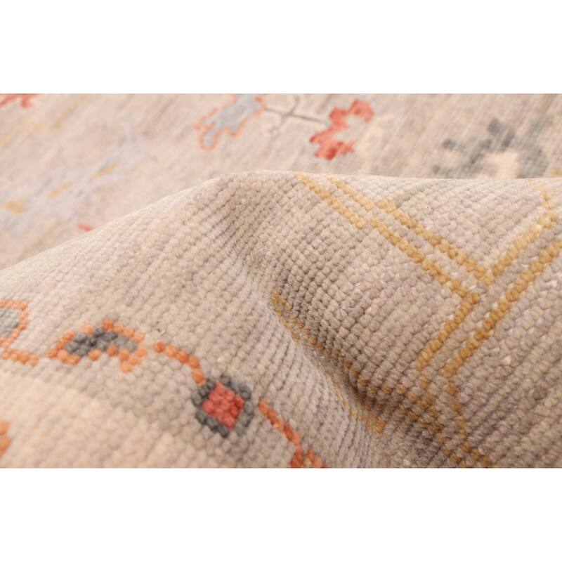 ECARPETGALLERY Hand-knotted Modern Oushak Light Grey Wool Rug - 5'0 x 8'0