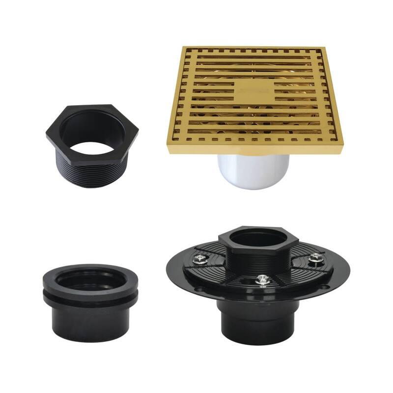 Kingston Brass BSFK4464 Watercourse 3-15/16" Square Shower Drain - Brushed Brass