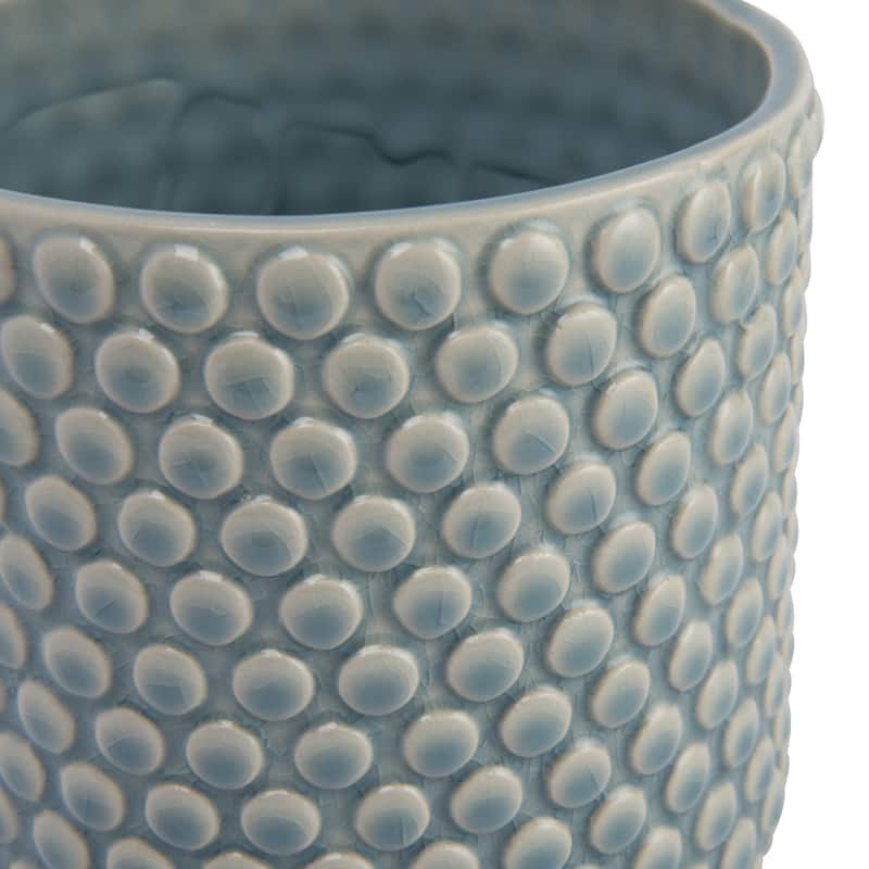 Stoneware Planter Pot with Polka Dots, Sky Blue