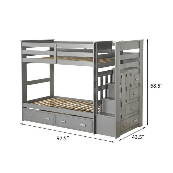 dimension image slide 0 of 2, Tyson Twin/Twin Bunk Bed with Storage Ladder