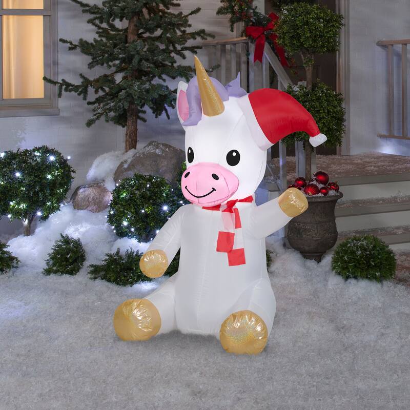 Gemmy Christmas Inflatable Unicorn, 4.5 ft Tall