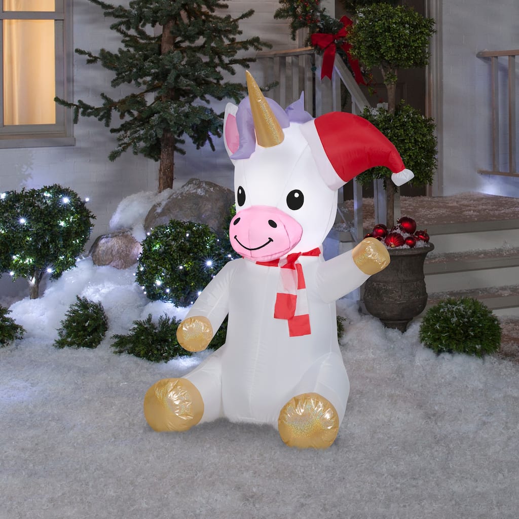 Gemmy Christmas Inflatable Unicorn, 4.5 ft Tall