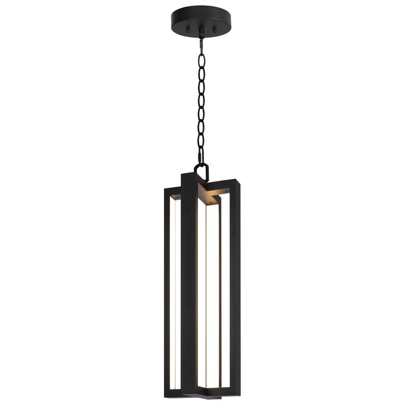 20" Outdoor Pendant Lights LED Black Exterior Ceiling Hanging Lantern - 20.2 inch