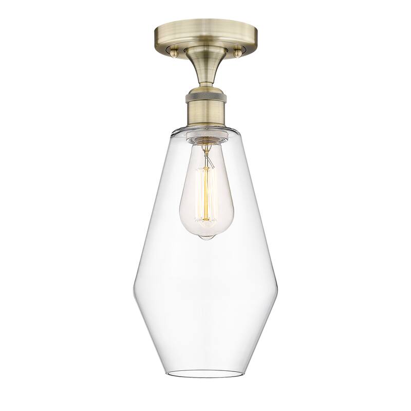 Innovations Lighting Cindyrella - 1 Light 7" Semi-Flush Mount - Antique Brass/Clear