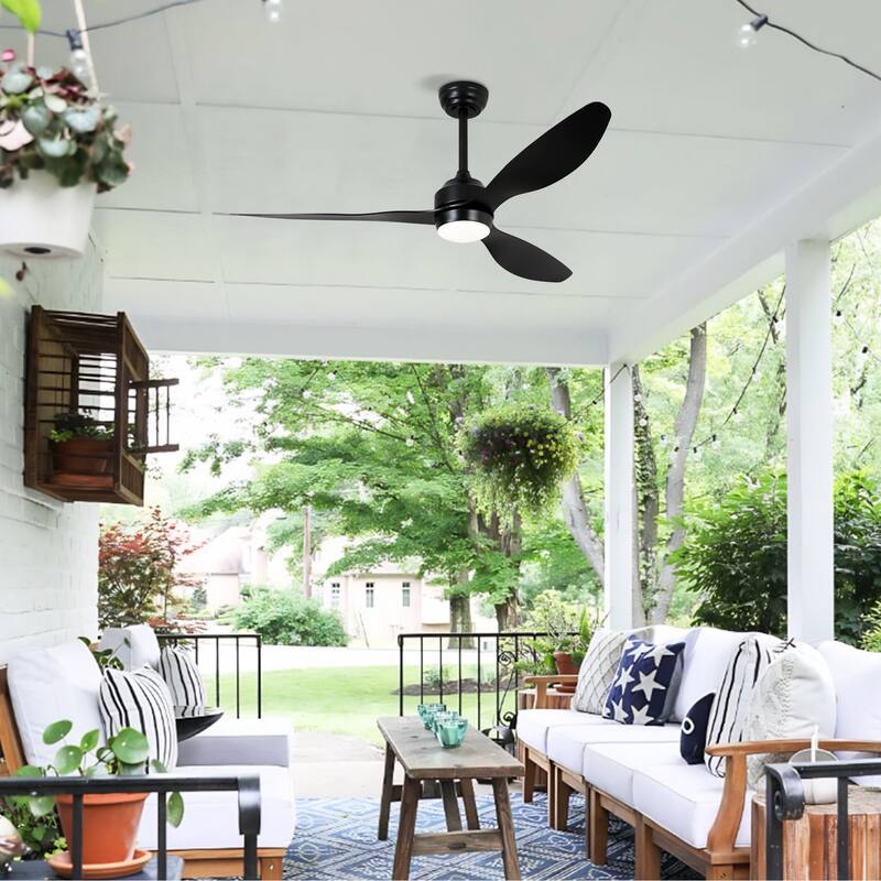 52" Ceiling Fan with Lights, Quiet DC Motor 3 ABS Blade Ceiling Fans, 6 Speed Levels, Reversible Ceiling Fan - Matte Black