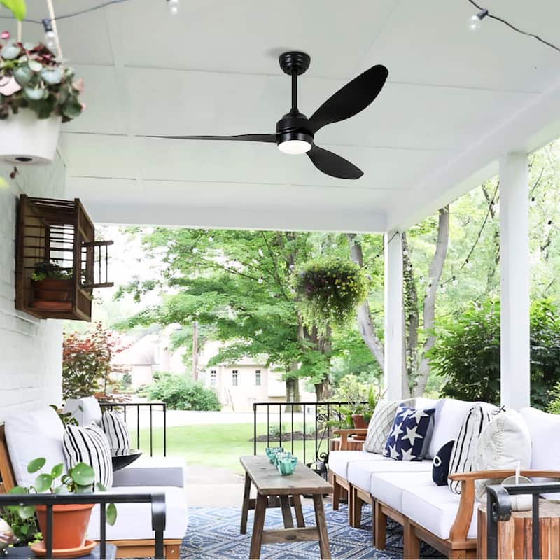 Sofucor 52" Ceiling Fan with Lights Quiet DC Motor 3 ABS Blade 6 Speed Levels,Remote Control,for Patio Living Room,Bedroom - Black with Black ABS Blades