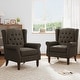 preview thumbnail 5 of 77, Button Tufted Armchair Wingback Wood legs Accent Chairs (Set of 2) Taupe-Chenille
