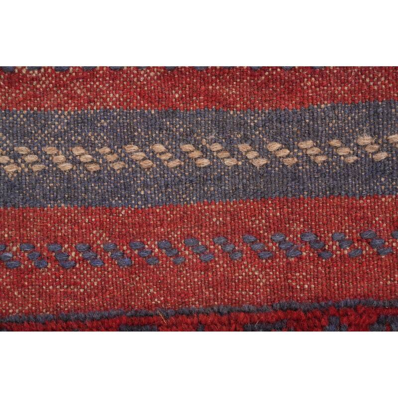 Hand Knotted Oriental 100% Wool Carpet Traditional Tribal Navy Blue & Blues Balouch Runner Rug - 7' 10'' X 1' 11''