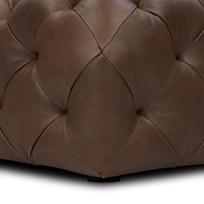 Poly & Bark Turin Leather Ottoman in Cognac Tan