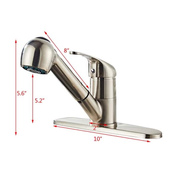 dimension image slide 2 of 2, Pull-Out Swivel Spout Spray Brushed Kitchen Faucet w/ Mixer Tap Black