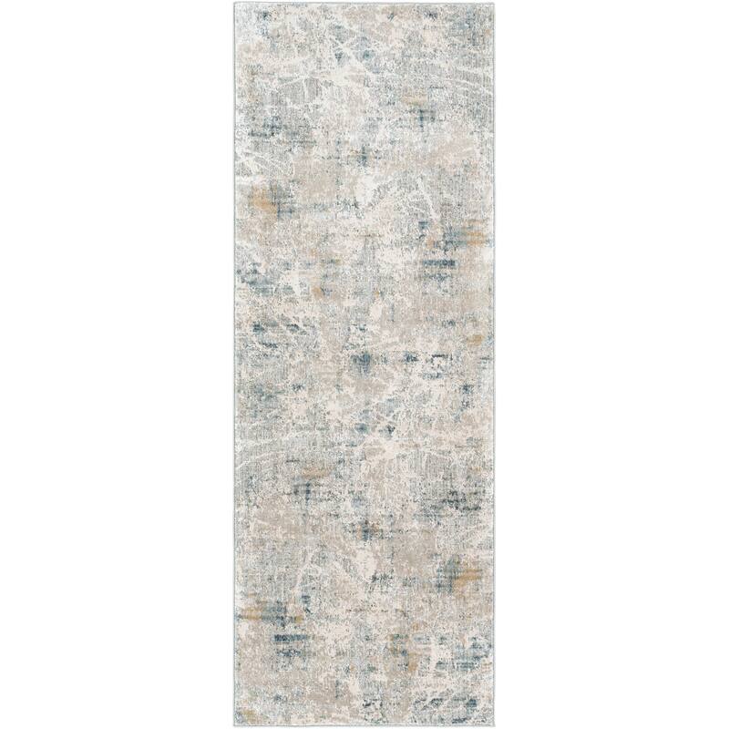 Livabliss Modern & Contemporary Brunswick Abstract Area Rug - 2'7" x 10' - Ice Blue