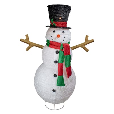 60" Lighted Tinsel Snowman Outdoor Christmas Decoration - 60