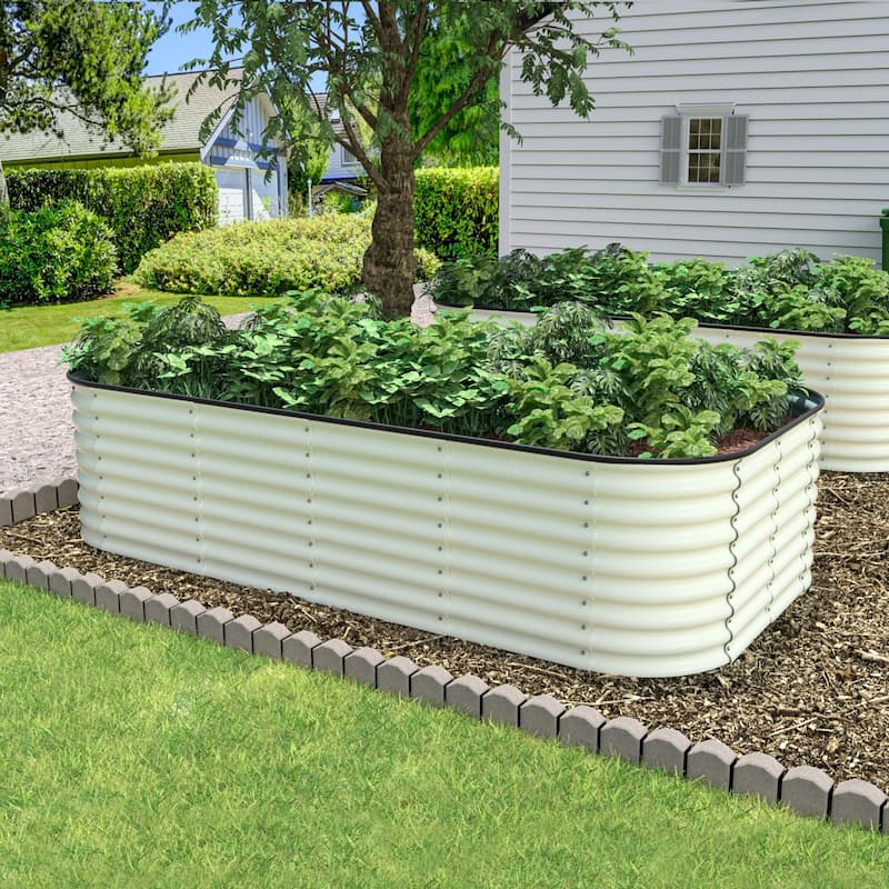 VEIKOUS 24''H Galvanized Raised Garden Bed, Durable Outdoor Planter Box with Rust-Resistant Steel