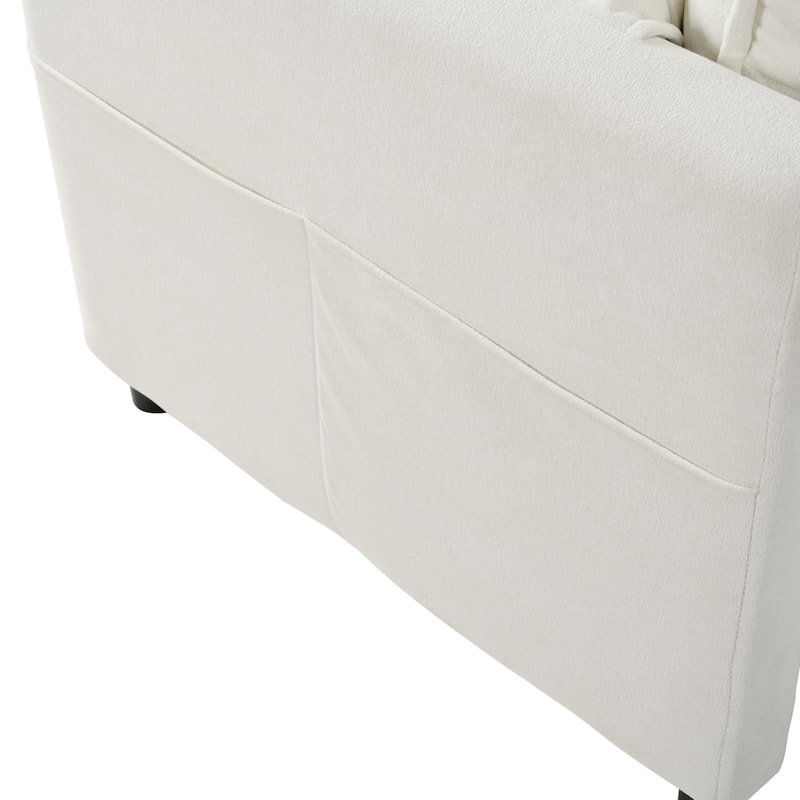 Chenille Loveseat Upholstered Deep Seat Sofa with 2 Movable Ottomans and 2 Pillows Love Seat Modular Couch for Apartment