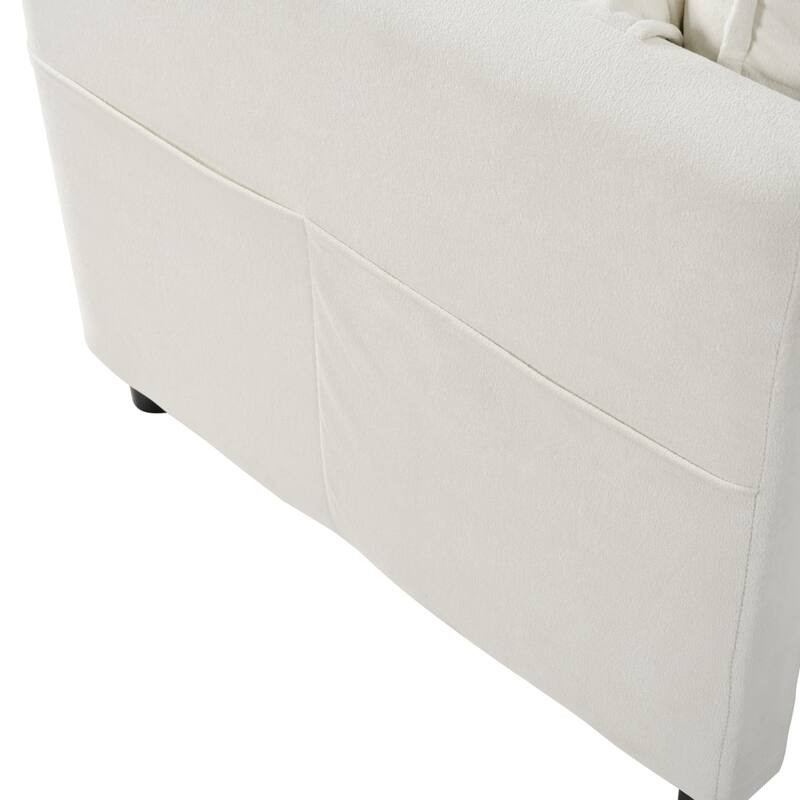 Chenille Modular Armchair with Storage Pockets & Toss Pillow