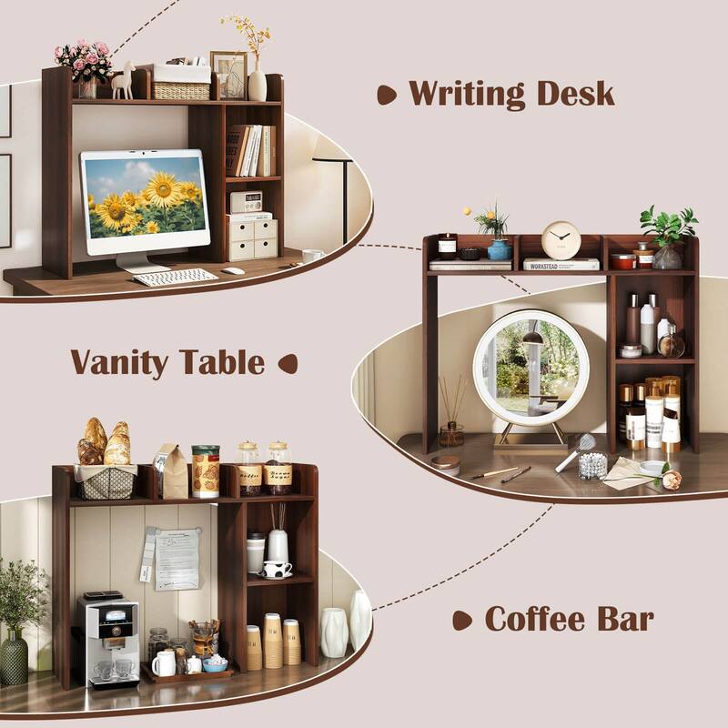 Costway Desk Bookshelf Desktop Storage Organizer Display Shelf Rack