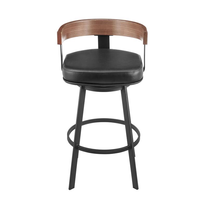 Idris Modern Swivel Bar Stool, Upholstered Counter Height Chair with Iron Frame