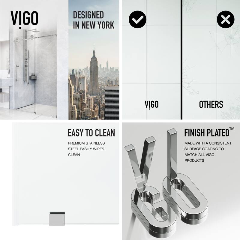 VIGO Elan Hart Frameless Sliding Shower Door