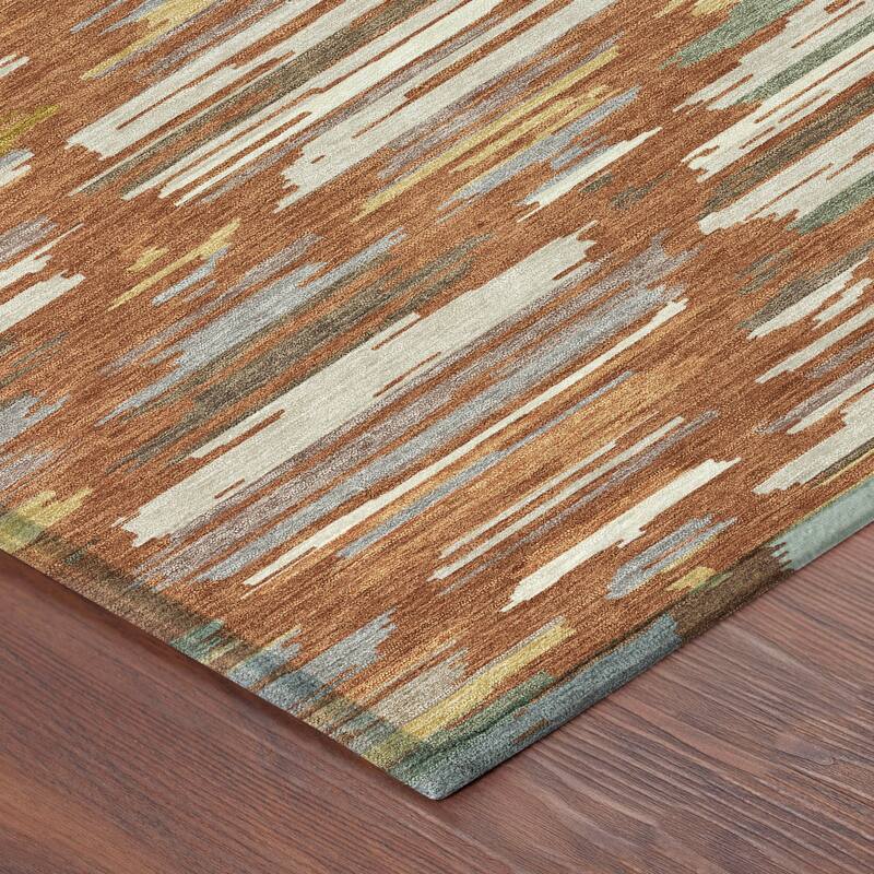 Machine Washable Indoor/ Outdoor Modern Trellis Chantille Rug