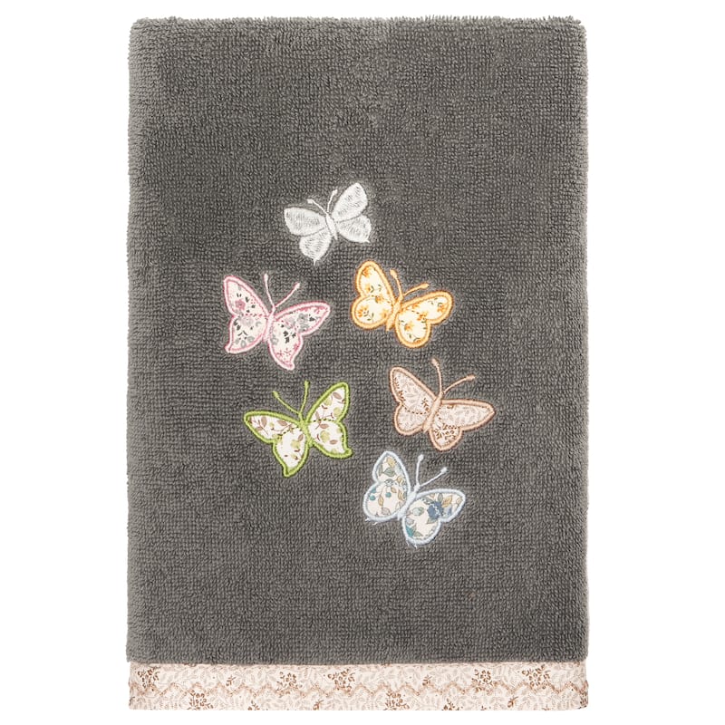 Authentic Hotel and Spa 100% Turkish Cotton Mariposa 3PC Embellished Towel Set