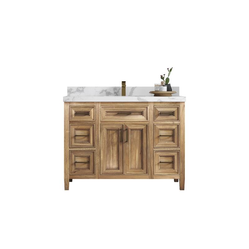Willow Collections 48 in. W x 22 in. D Santa Monica Teak Single Sink Bathroom Vanity with Countertop