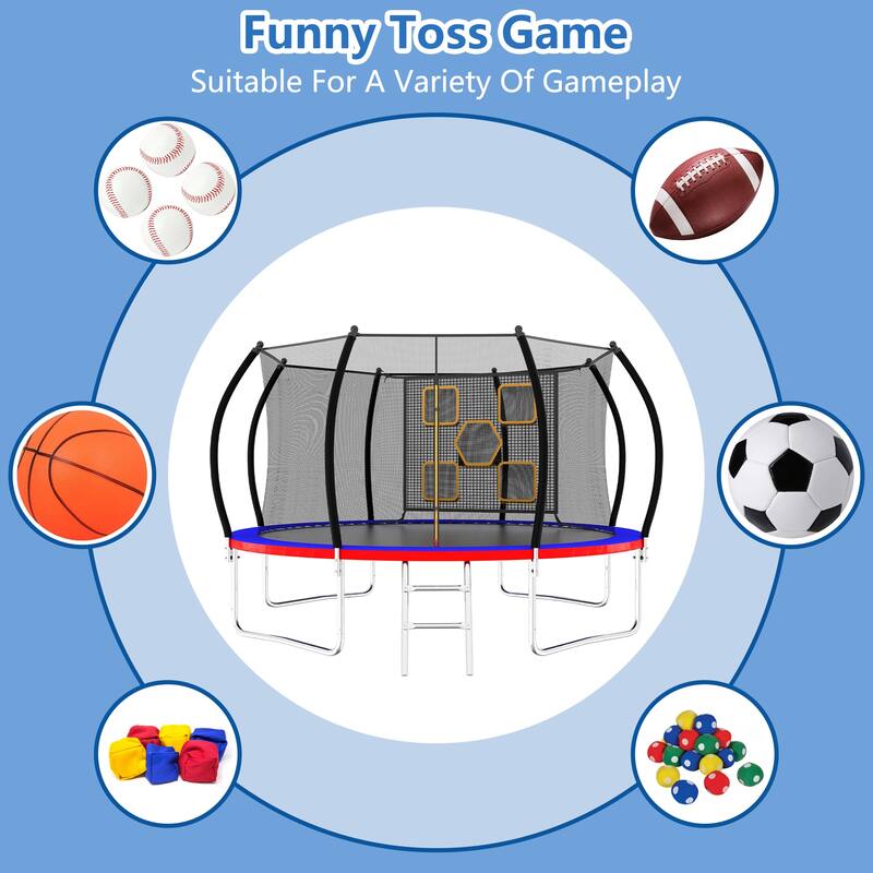 Mini Exercise Trampoline - Safety Pad, 300Lbs Max Load, Indoor Fitness Rebounder - Blue+Red - 144