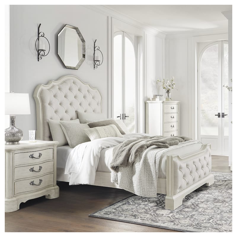 Signature Design by Ashley Arlendyne Antique White/Beige Upholstered Panel Bed - Queen