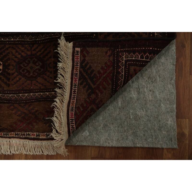 Hand Knotted Oriental 100% Wool Carpet Traditional All-Over Brown Turkoman Area Rug - 10' 6'' X 6' 10''