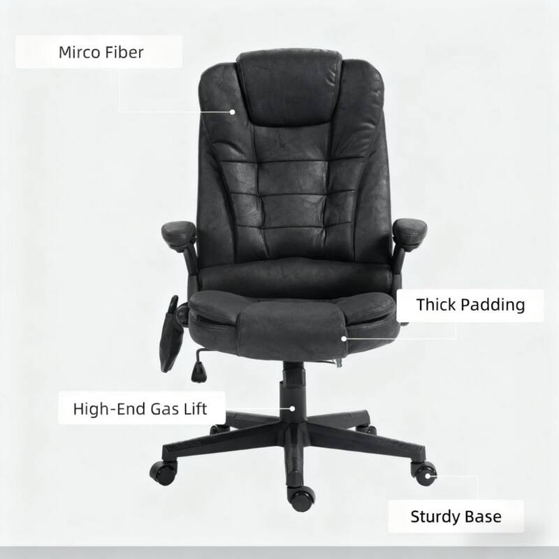 High Back Executive Office Chair with Reclining Backrest, Padded Armrests and Remote
