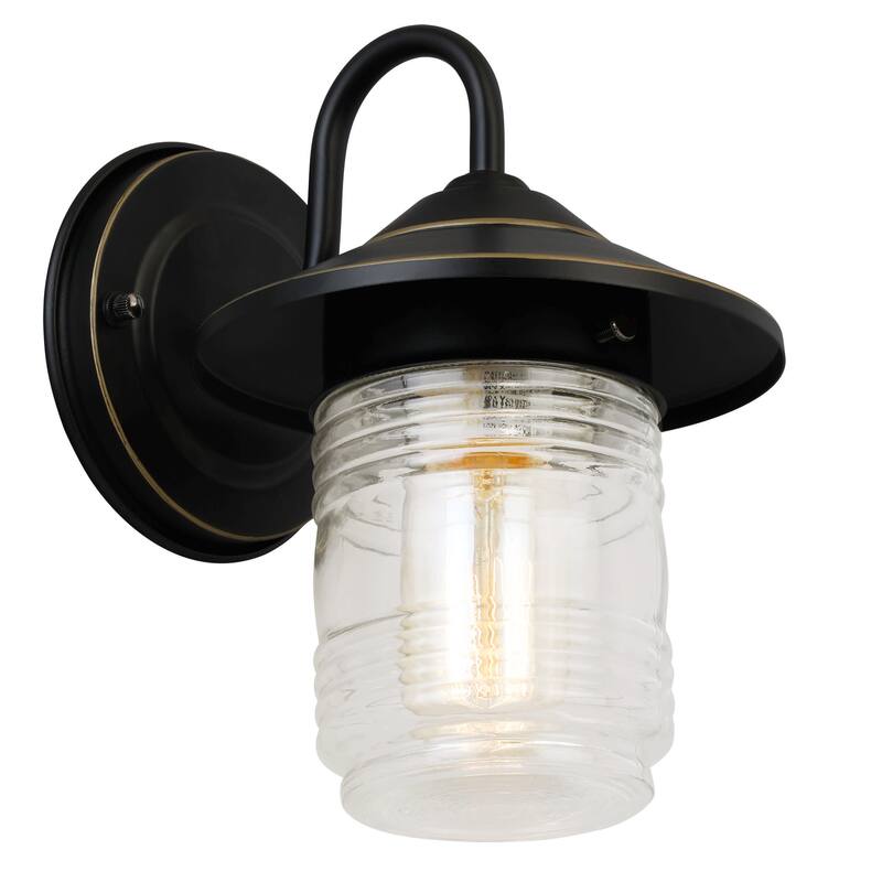 Design House 588558-ORB Jelly Jar 9" Tall Outdoor Wall Sconce