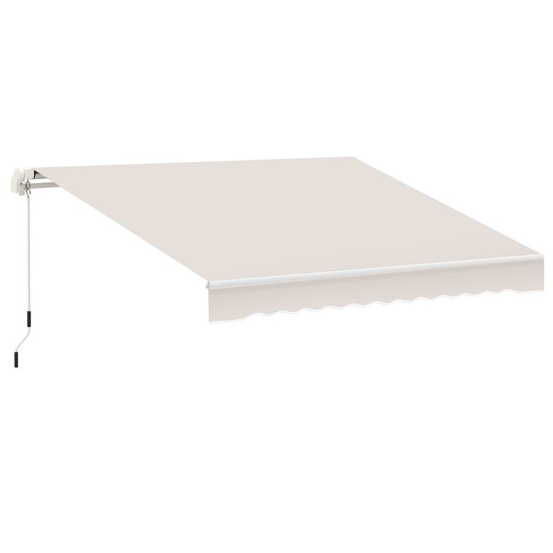 8FT x 7FT Manual Retractable Patio Awning, Sun Shade with Adjustable Protection, Beige - Beige