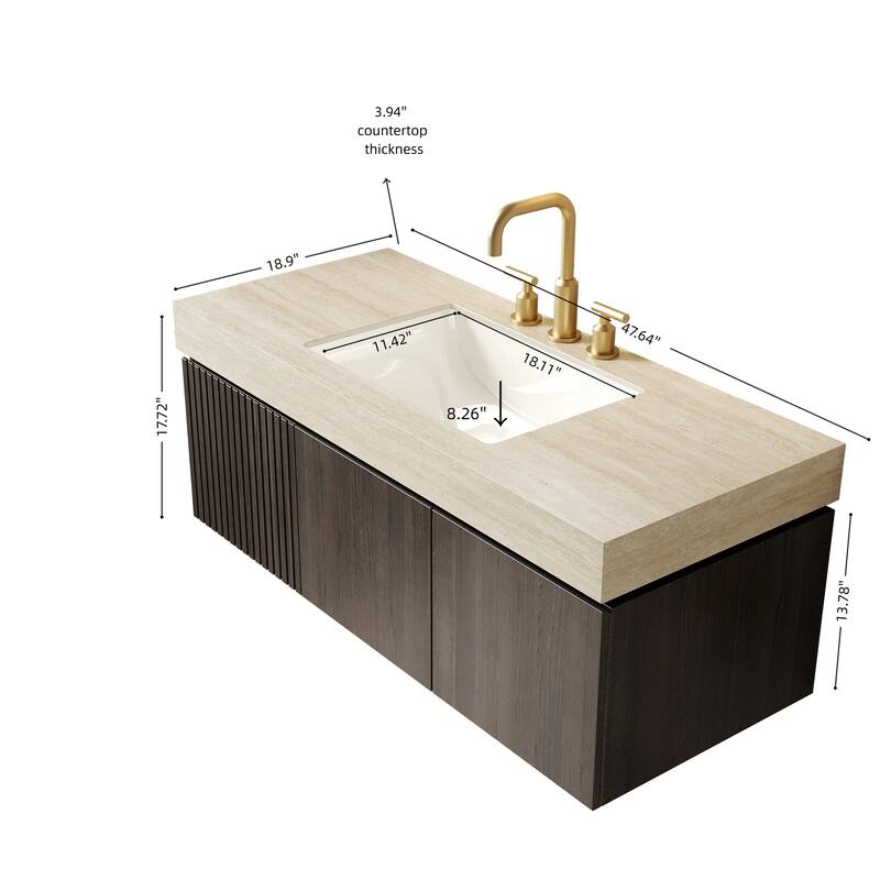 Mondern Floating Bathroom Vanity with 3 Pre-drilled Faucet Holes