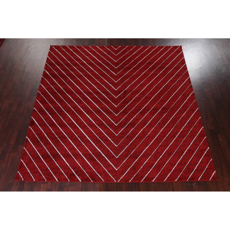 Red Chevron Style Transitional Oriental Turkish Rug Modern Carpet